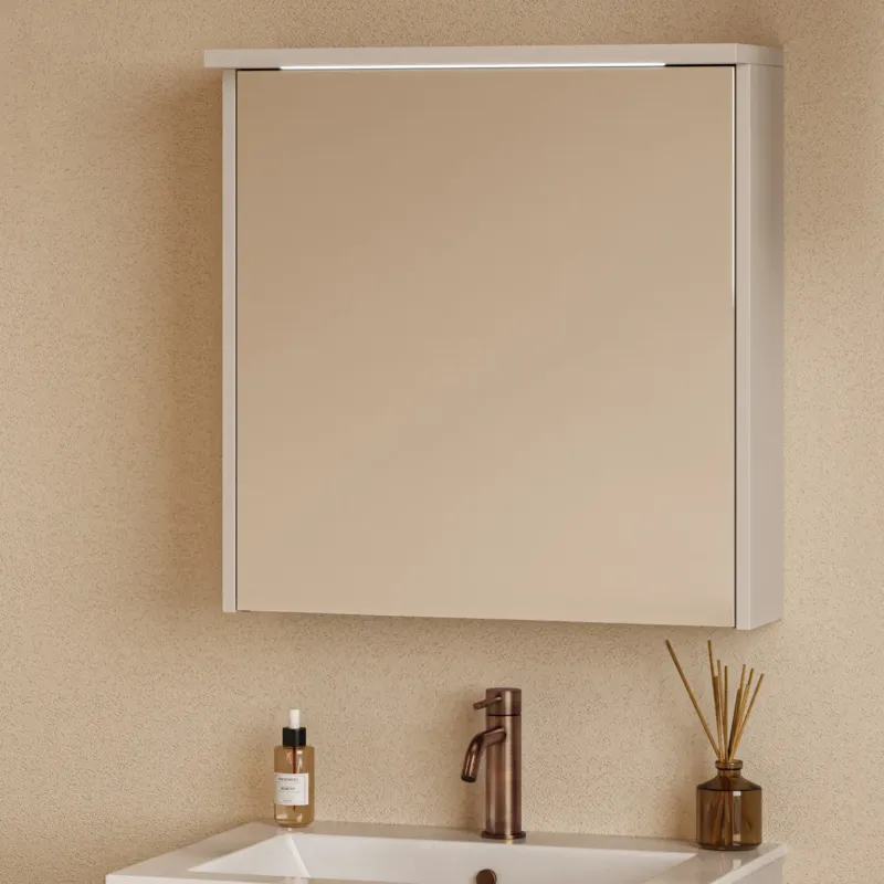 Fontana Grado spiegelkast met verlichting 60cm 1 deur warm linnen Snelle Levering