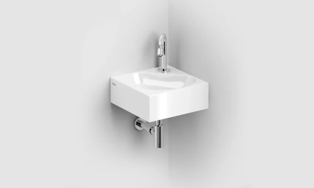 Clou Flush 5 keramische hoekfontein 27cm met kraangat wit glans Hete Deal