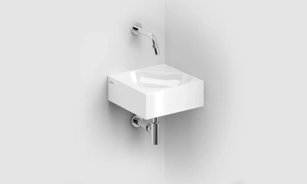 Clou Flush 5 keramische hoekfontein 27cm zonder kraangat wit glans Fabrieksprijs