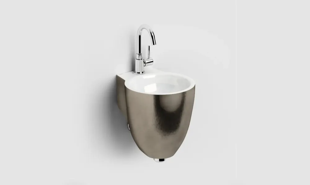 Clou Flush 6 keramische fontein 27cm met kraangat platina/wit glans Shop Nu
