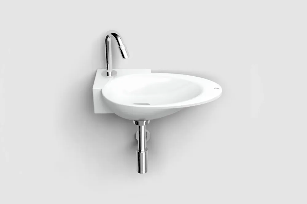 Clou First keramische hoekfontein 39cm met kraangat links wit glans Hete Deal