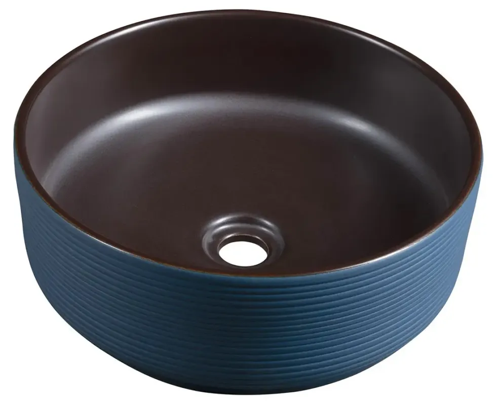 Sapho Priori waskom rond 40cm blauw-bruin Beperkt Aanbod
