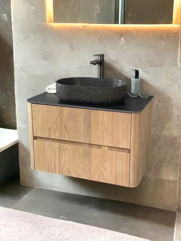 Lage Prijs B-Stone Branson badmeubel eiken met toppaneel 80cm