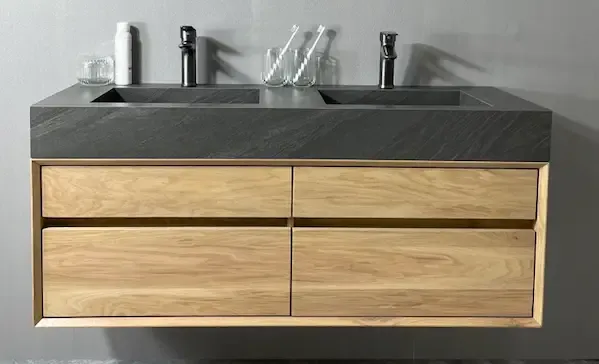Superprijs B-Stone Perryton badmeubel eiken met wastafel antraciet 120cm