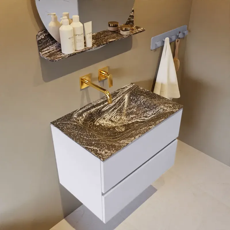 Nieuw Mondiaz Vica DLux badmeubel 70cm cale 2 lades met wastafel lava midden zonder kraangat