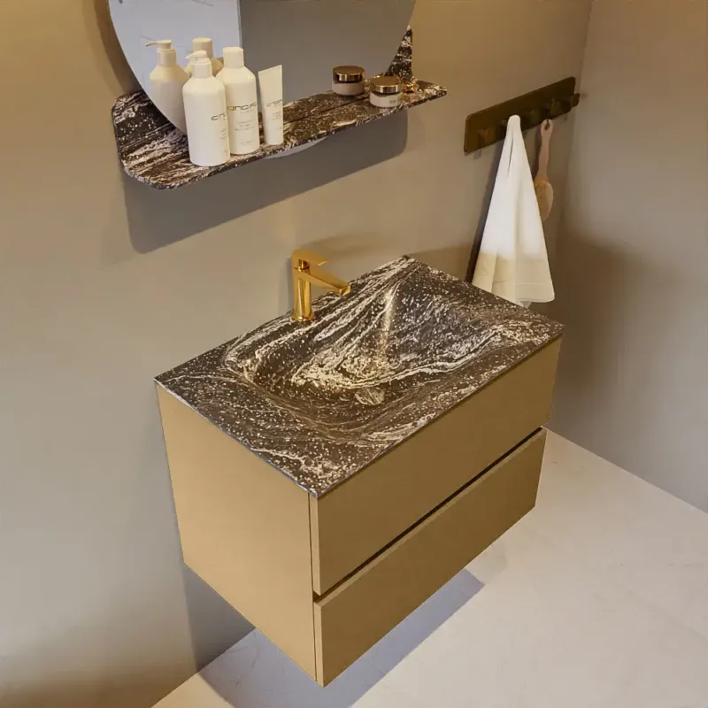 Mondiaz Vica DLux badmeubel 70cm oro 2 lades met wastafel lava midden 1 kraangat Beste Prijs