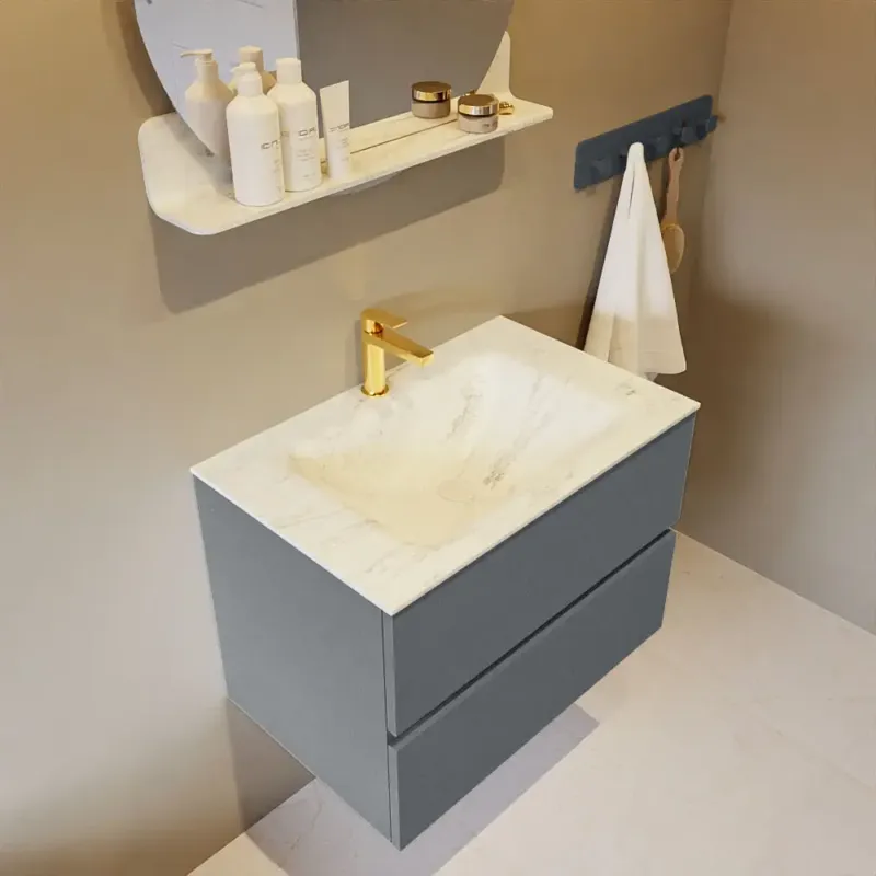 Veilige Betaling Mondiaz Vica DLux badmeubel 70cm plata 2 lades met wastafel opalo midden 1 kraangat
