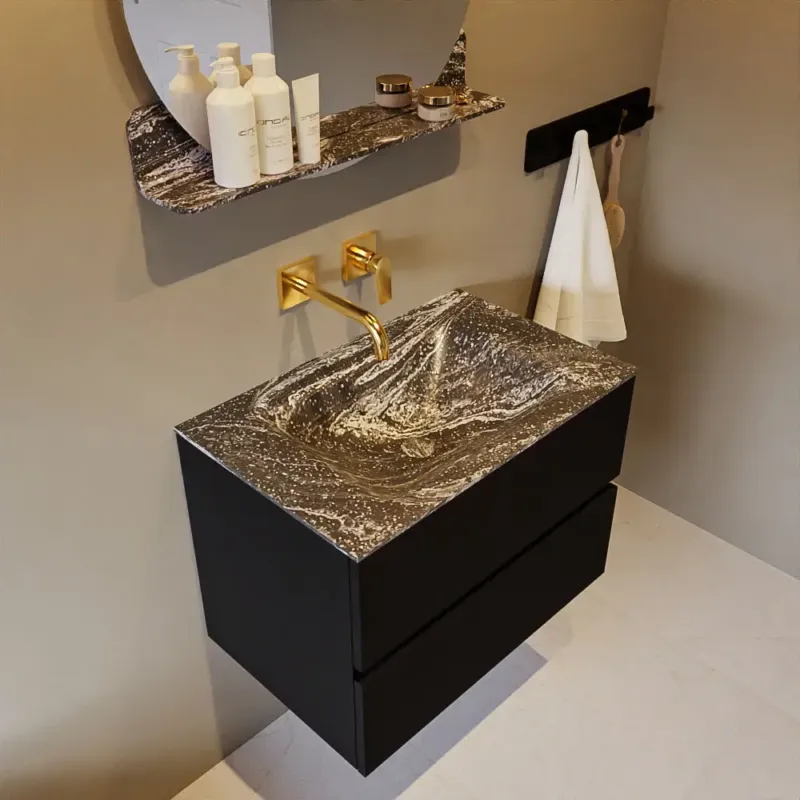 Meest Verkocht Mondiaz Vica DLux badmeubel 70cm urban 2 lades met wastafel lava midden zonder kraangat
