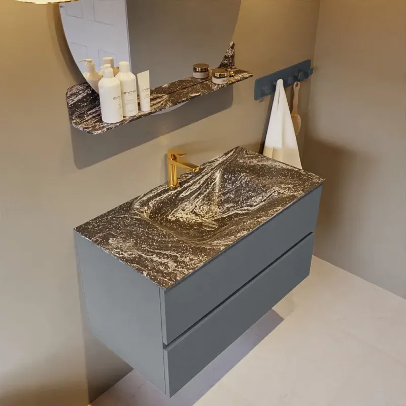 Mondiaz Vica DLux badmeubel 90cm plata 2 lades met wastafel lava midden 1 kraangat Shop Nu