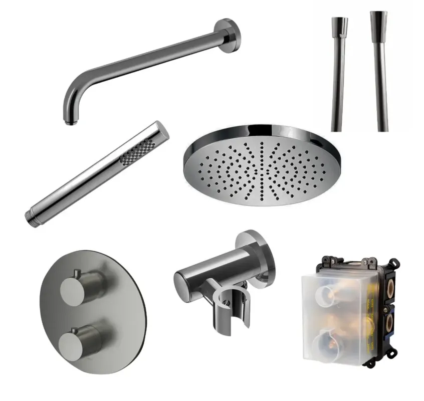 Hete Deal Hotbath Buddy ADS1A inbouw regendouche met 20cm hoofddouche en wandarm geborsteld nikkel