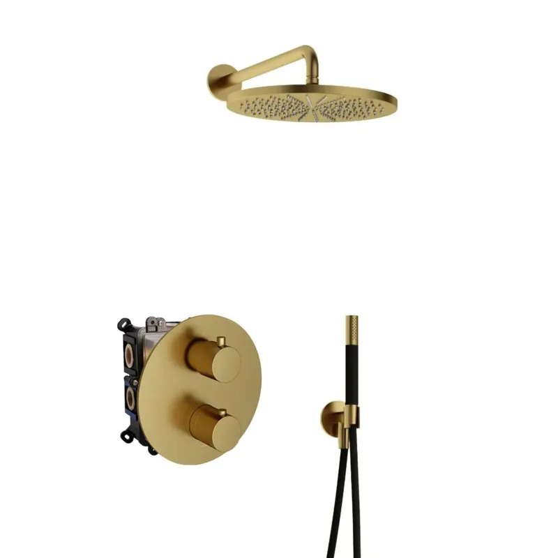 Hotbath Cobber ADS20A inbouw regendouche met 20cm hoofddouche en wandarm geborsteld messing PVD Laatste Kans