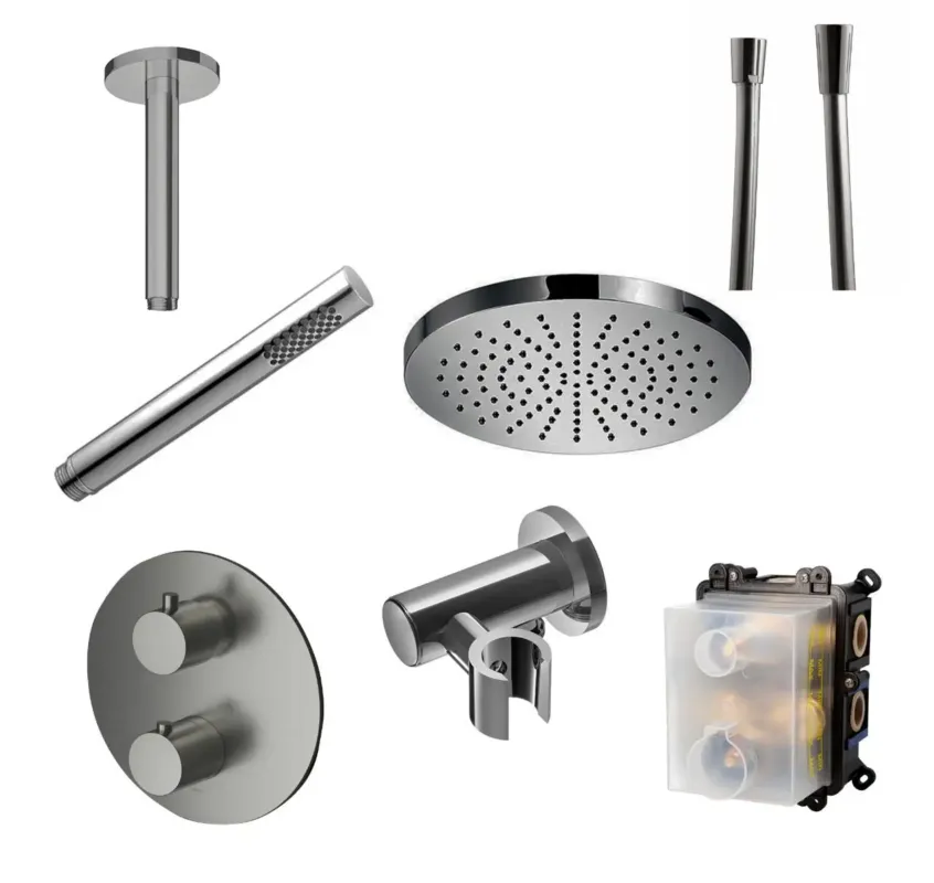 Hotbath Buddy ADS1A inbouw regendouche met 30cm hoofddouche en plafondarm geborsteld nikkel Veilige Betaling