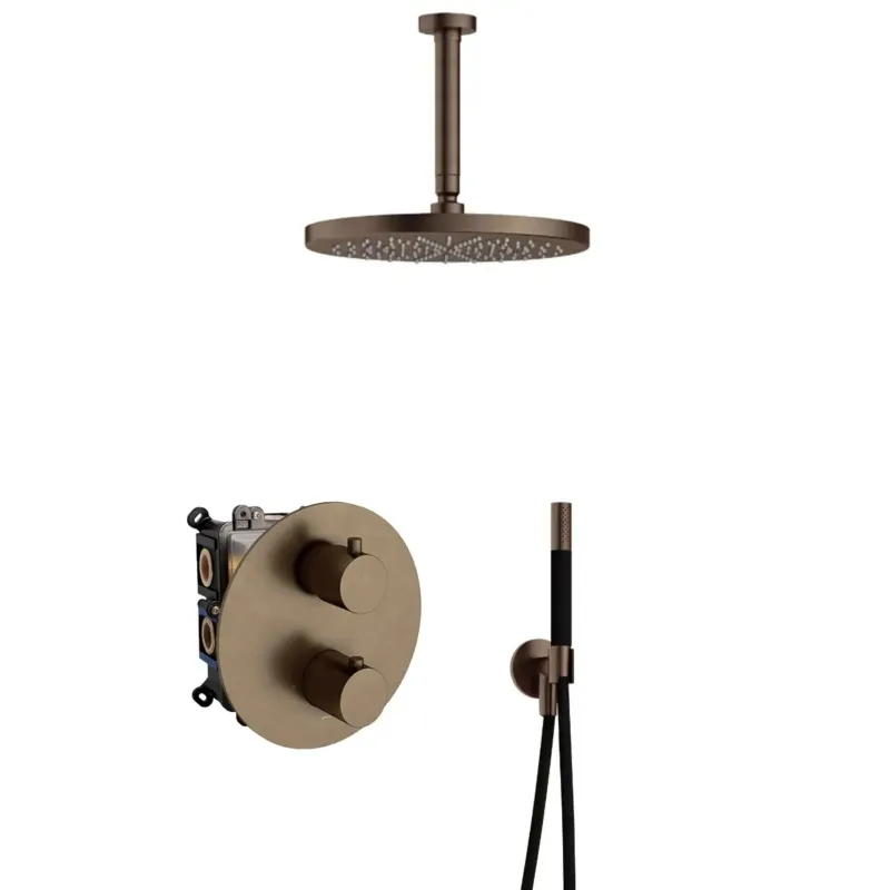 Betaalbaar Hotbath Cobber ADS20A inbouw regendouche met 30cm hoofddouche en plafondarm verouderd messing