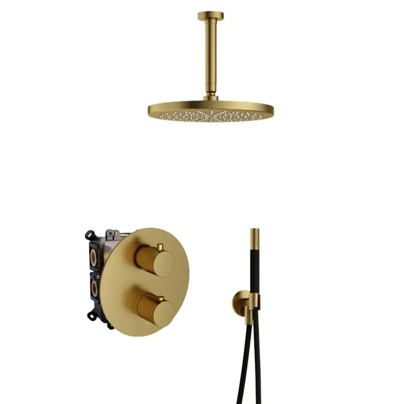 Hotbath Cobber ADS20A inbouw regendouche met 30cm hoofddouche en plafondarm geborsteld messing PVD Superprijs