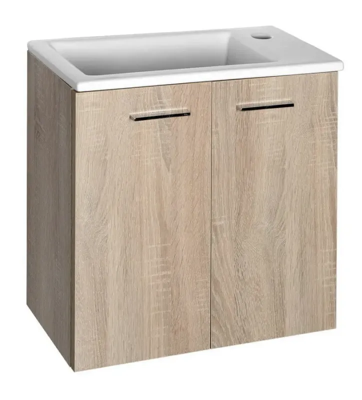 Aqualine Zoja toiletmeubel met witte fontein 50x25x50cm eiken Laatste Kans