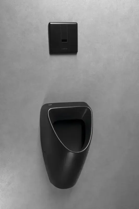 Aanbieding Bruckner Schwarn urinoirset mat zwart met drukknop of drukplaat