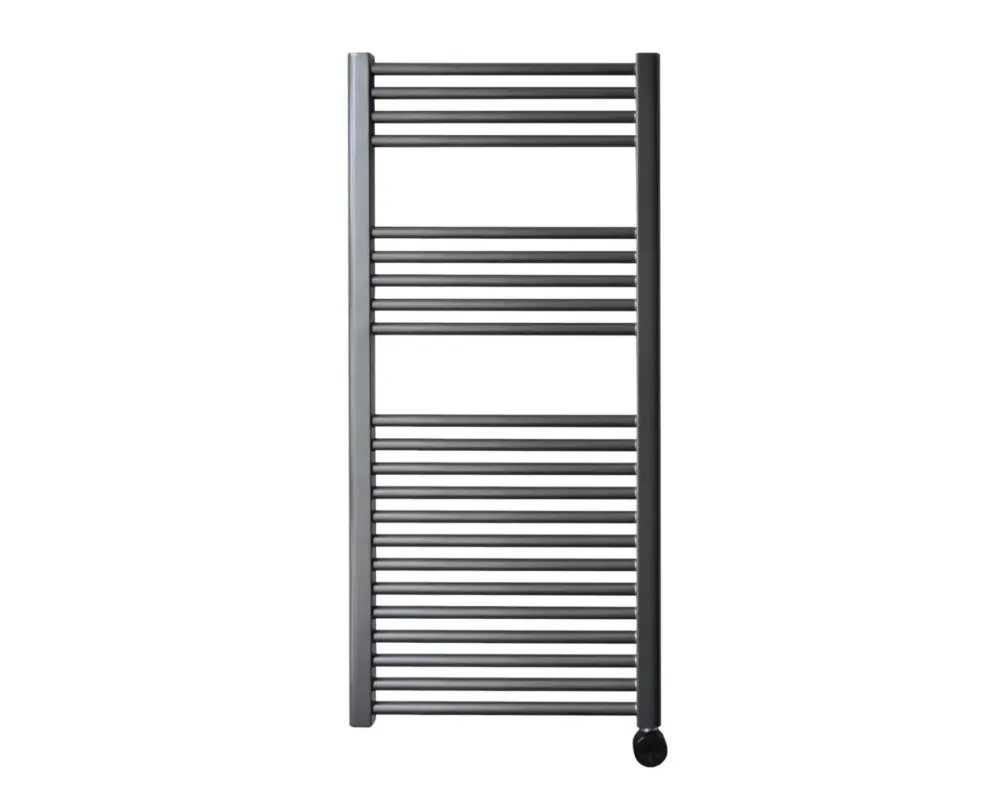 Sanicare elektrische design radiator 45x112cm gunmetal met thermostaat rechts zwart Hoge Kwaliteit