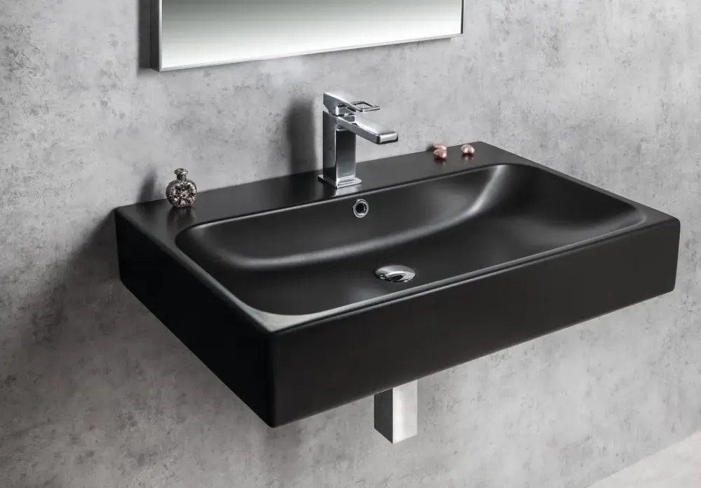 Aanbieding Sapho Toridi keramische wastafel 76x46,5cm zwart mat