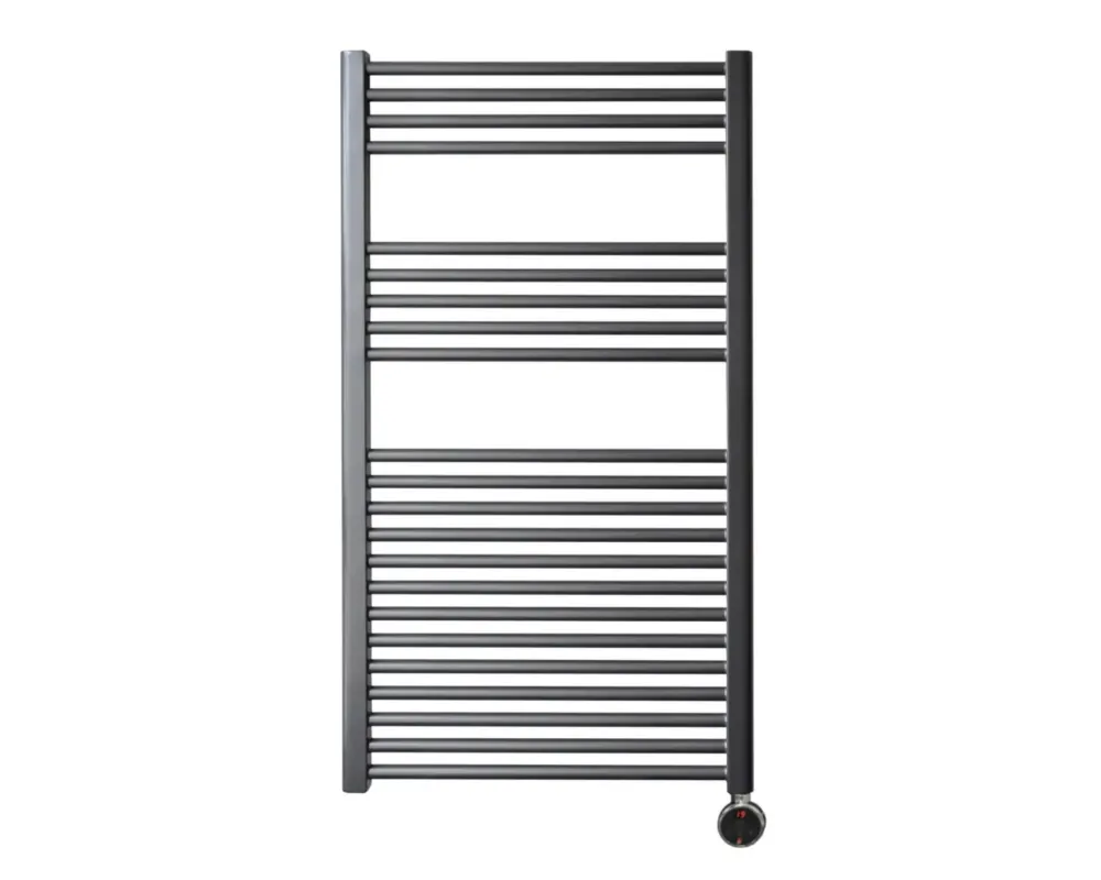 Direct Beschikbaar Sanicare elektrische design radiator 60x112cm gunmetal met thermostaat rechts chroom