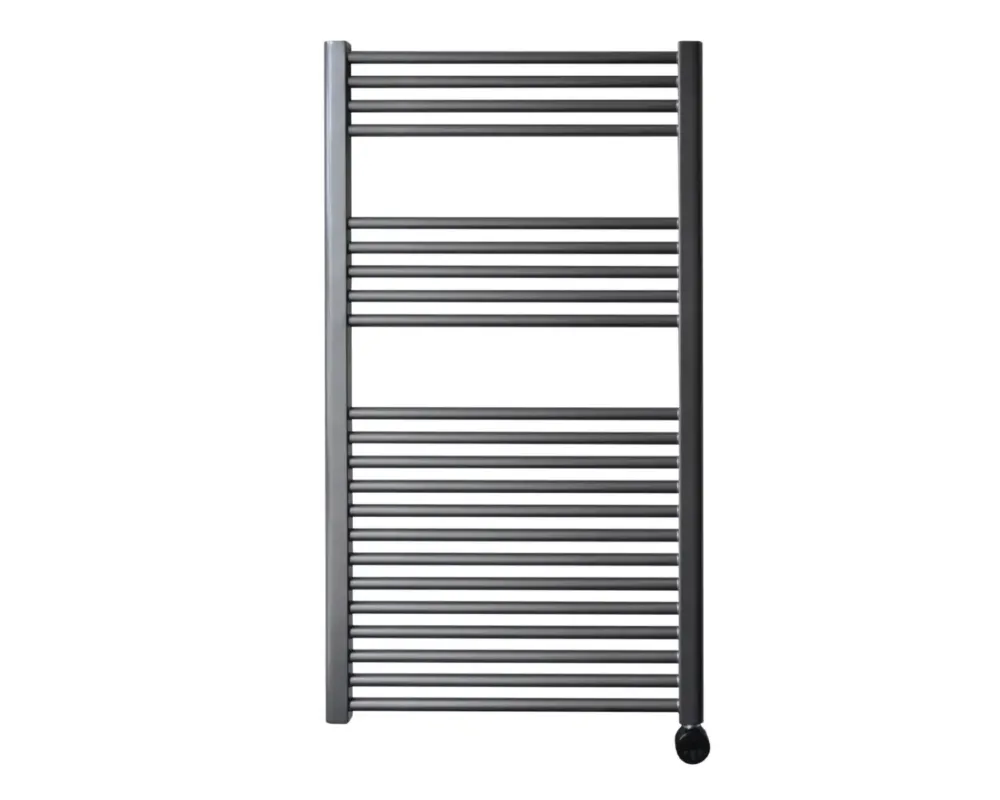 Sanicare elektrische design radiator 60x112cm gunmetal met thermostaat rechts zwart Finale Uitverkoop
