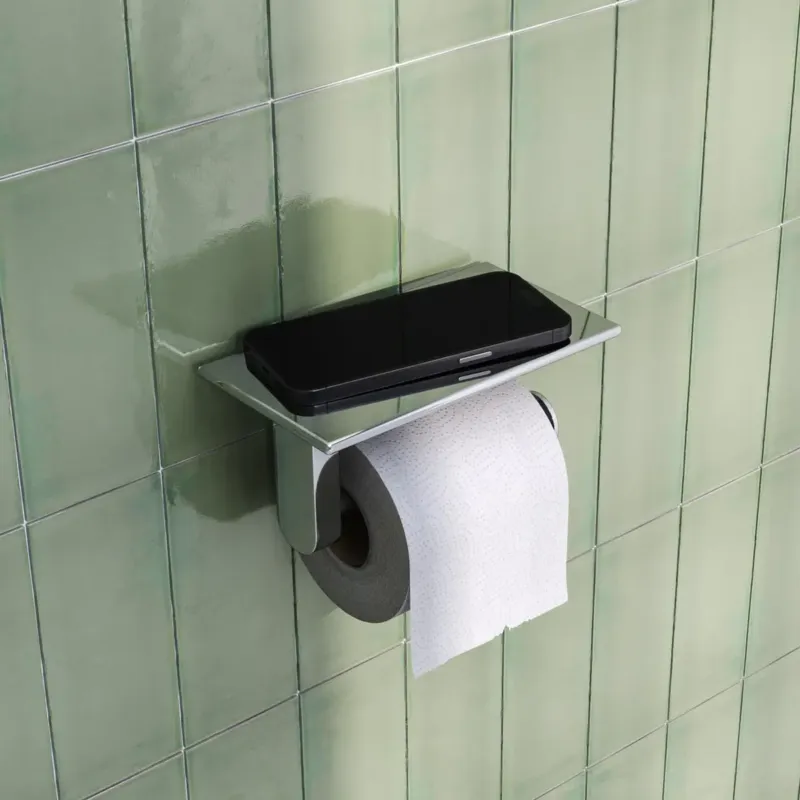 Premium Brauer Chrome Edition toiletrolhouder met planchet chroom
