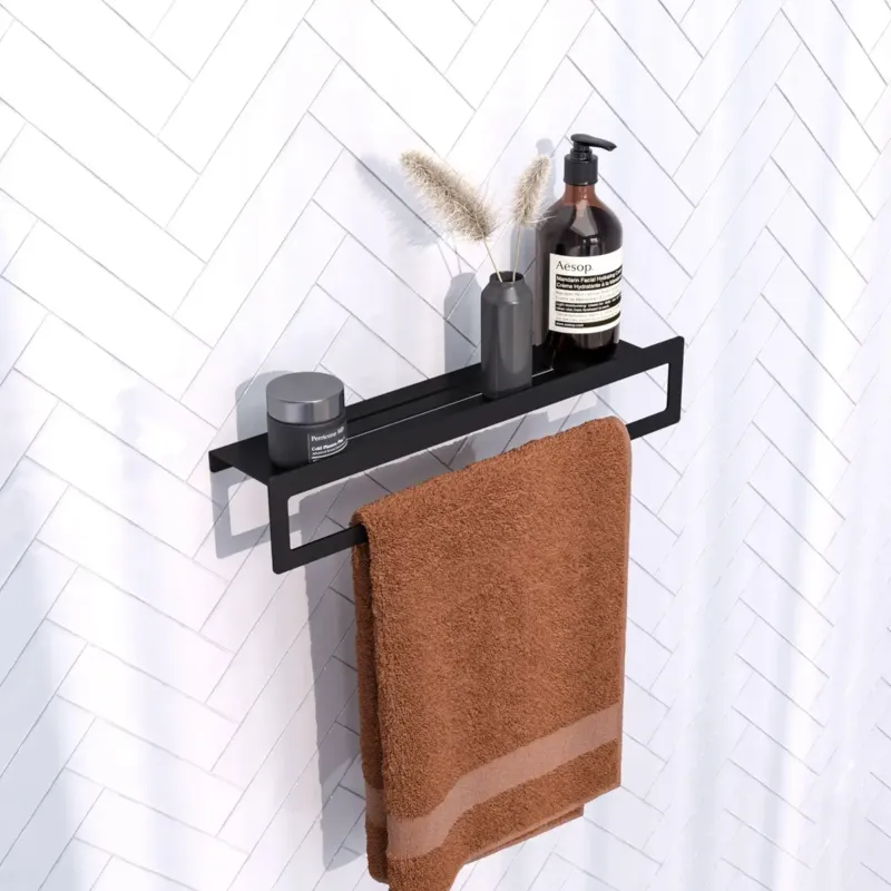 Brauer Black Edition handdoekrek met planchet mat zwart Rechtstreeks Van De Fabrikant