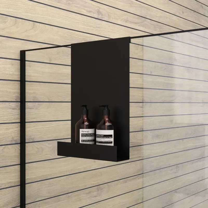 Brauer Black Edition doucherek hangend met glasklem mat zwart Koop Vandaag
