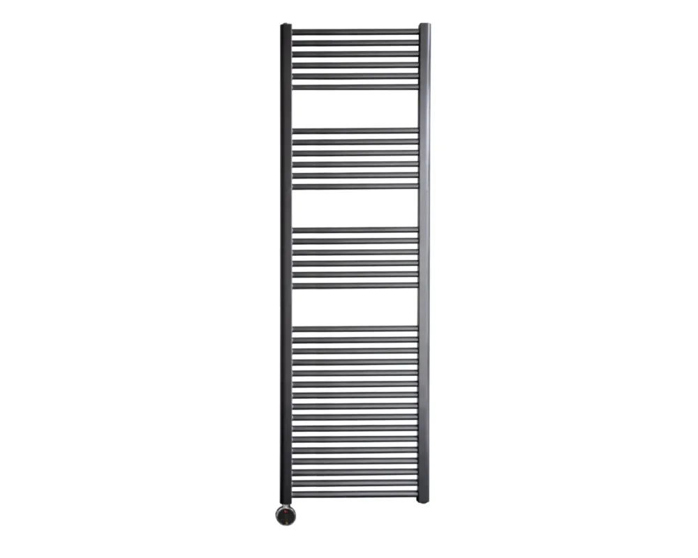 Sanicare elektrische design radiator 45x172cm gunmetal met thermostaat links chroom Korting