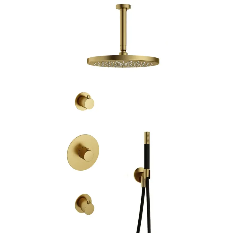 Alleen Vandaag Hotbath Cobber ADS20 inbouw regendouche met 20cm hoofddouche en plafondarm geborsteld messing PVD