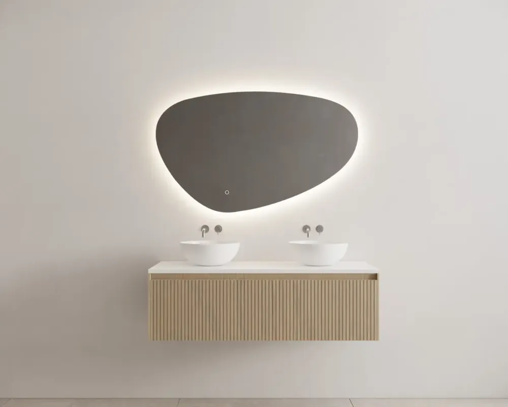 Gliss Design Timotheus badmeubel met ribbelfront 120cm ash gray met wit toppaneel en waskom Shop Nu