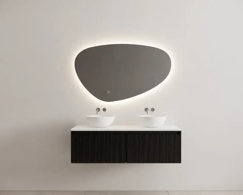 Bestseller Gliss Design Timotheus badmeubel met 2 lades en ribbelfront 120cm black veneer wit toppaneel en waskom