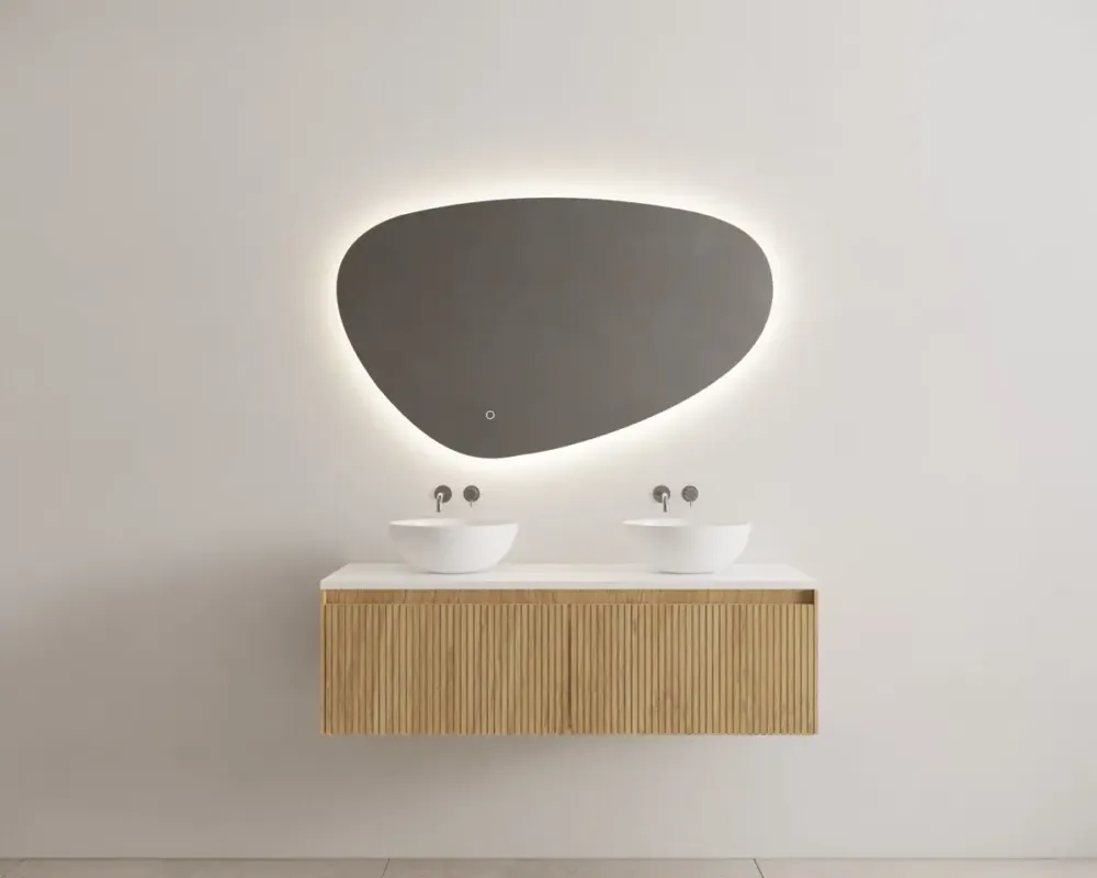 Nu Kopen Gliss Design Timotheus badmeubel met 2 lades en ribbelfront 120cm castle brown wit toppaneel en waskom