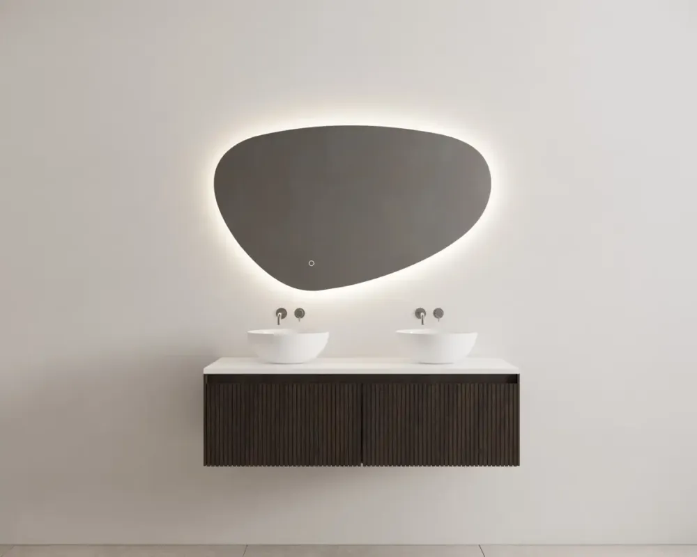 Aanbieding Gliss Design Timotheus badmeubel met 2 lades en ribbelfront 120cm charcoal wit toppaneel en waskom