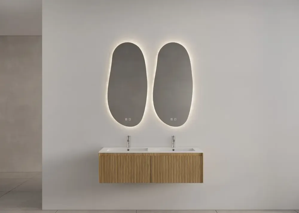Bestel Nu Gliss Design Timotheus badmeubel met 2 lades en ribbelfront 140cm pure met mat witte wastafel Asia