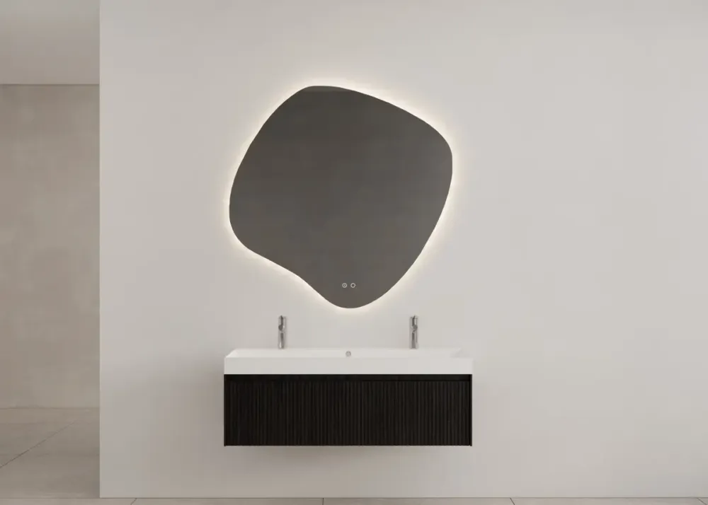Shop Nu Gliss Design Timotheus badmeubel met ribbelfront 120cm black veneer met glans witte wastafel Lako