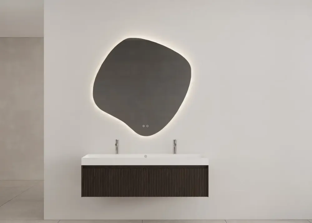 Speciale Aanbieding Gliss Design Timotheus badmeubel met ribbelfront 140cm charcoal met glans witte wastafel Lako