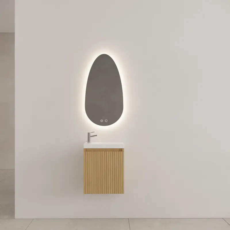 Lage Prijs Gliss Design Timotheus toiletmeubel met ribbelfront 40cm pure met glans witte fontein