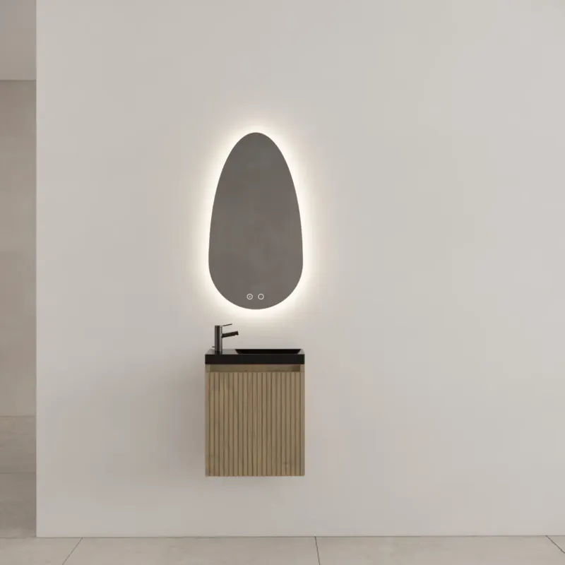 Beste Prijs Gliss Design Timotheus toiletmeubel met ribbelfront 40cm ash gray met zwarte fontein