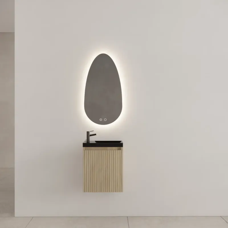 Exclusieve Aanbieding Gliss Design Timotheus toiletmeubel met ribbelfront 40cm corn silk met zwarte fontein