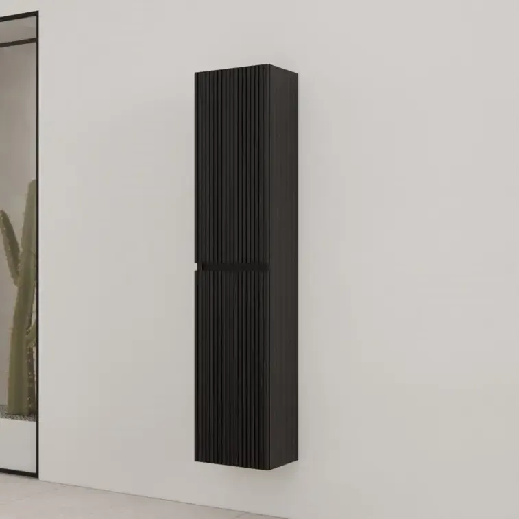 Gliss Design Timotheus kolomkast met ribbelfront 160cm black veneer Beste Prijs