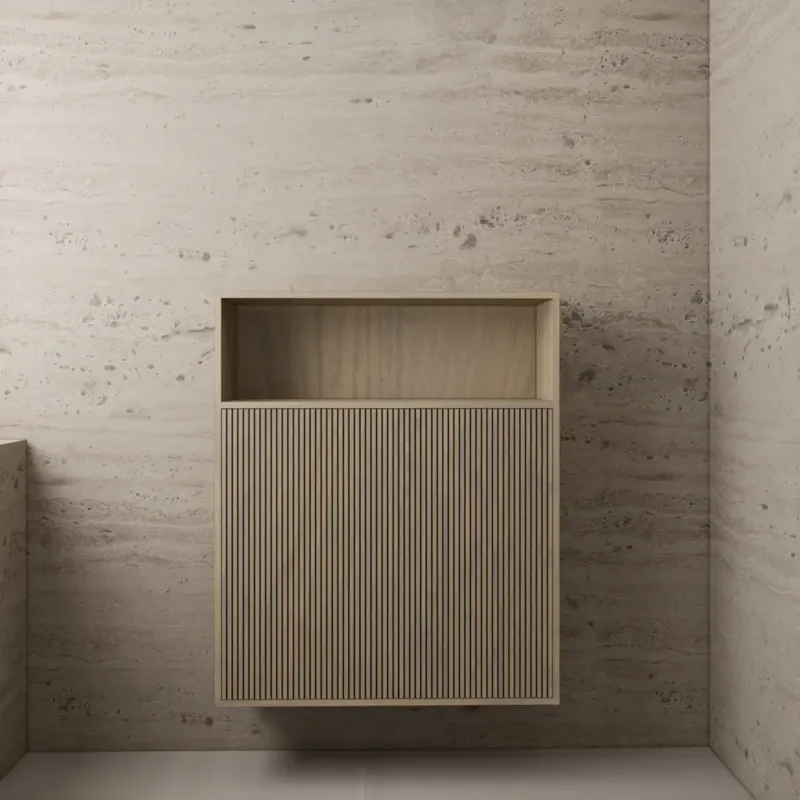 Weekendaanbieding Gliss Design Timotheus badkamerkast met ribbelfront 100cm ash gray