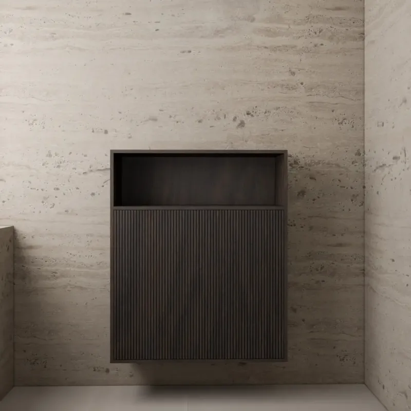Gliss Design Timotheus badkamerkast met ribbelfront 100cm charcoal Tijdelijk Beschikbaar