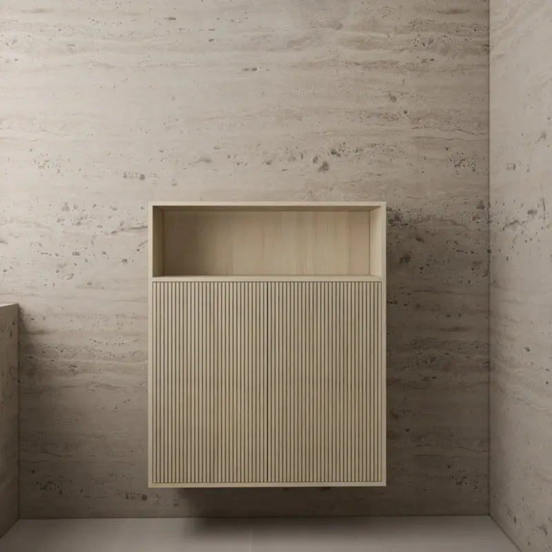 Lage Kosten Gliss Design Timotheus badkamerkast met ribbelfront 100cm corn silk