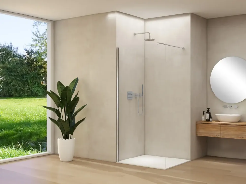 Aanbieding van Rijn ST01 inloopdouche 50x200cm helder glas RVS geborsteld