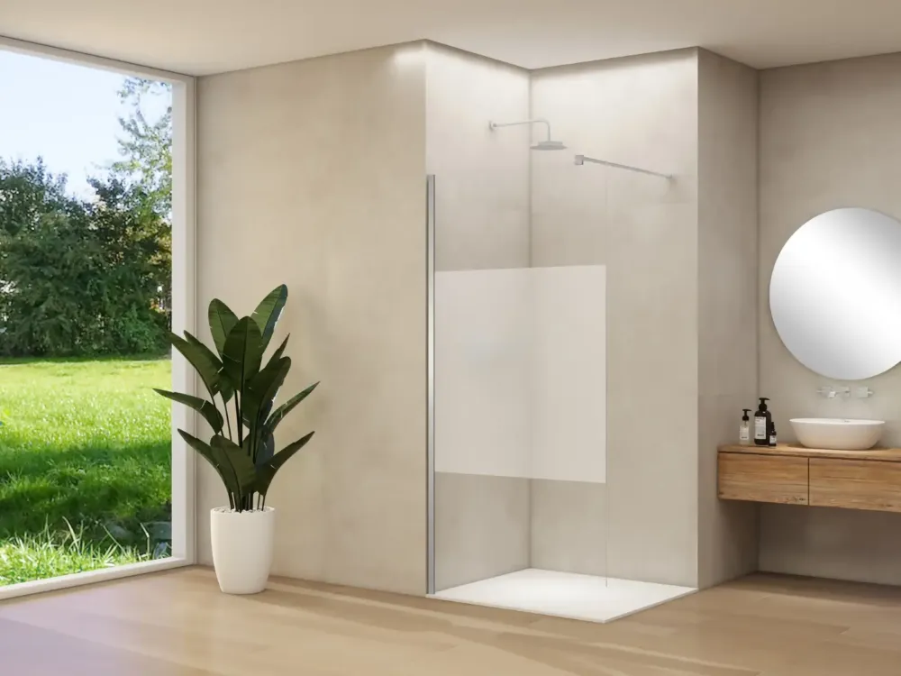 Van Rijn ST01 inloopdouche 88x200cm helder glas met satijnband chroom Fabrieksprijs