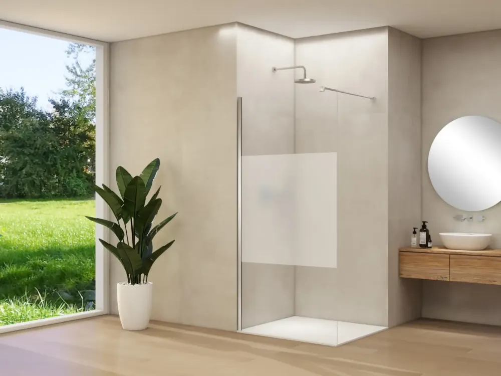 Exclusieve Aanbieding Van Rijn ST01 inloopdouche 50x200cm helder glas met satijnband wit