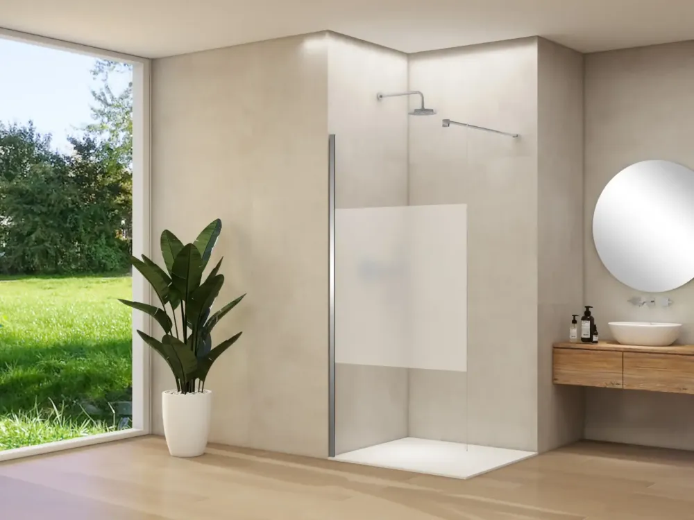 Favoriet Van Rijn ST01 inloopdouche 60x200cm helder glas met satijnband RVS geborsteld