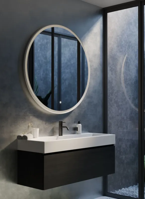 Thebalux M02 ronde spiegel 110cm met verlichting en verwarming mat wit Flitsaanbieding