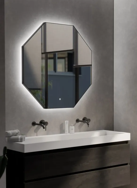 Exclusieve Aanbieding Thebalux M15 spiegel 80x80cm met verlichting en verwarming mat zwart