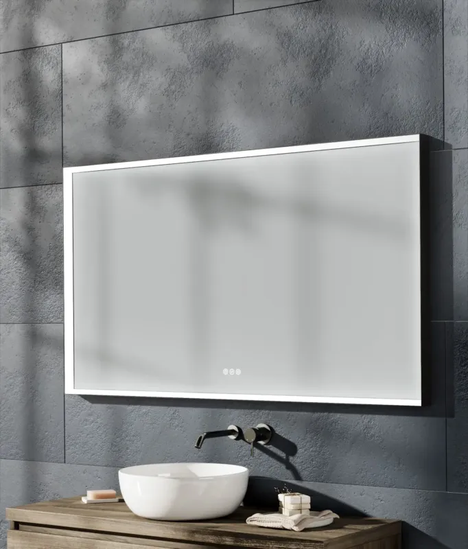 Op = Op Thebalux M20 spiegel 140x80cm met verlichting en verwarming mat zwart